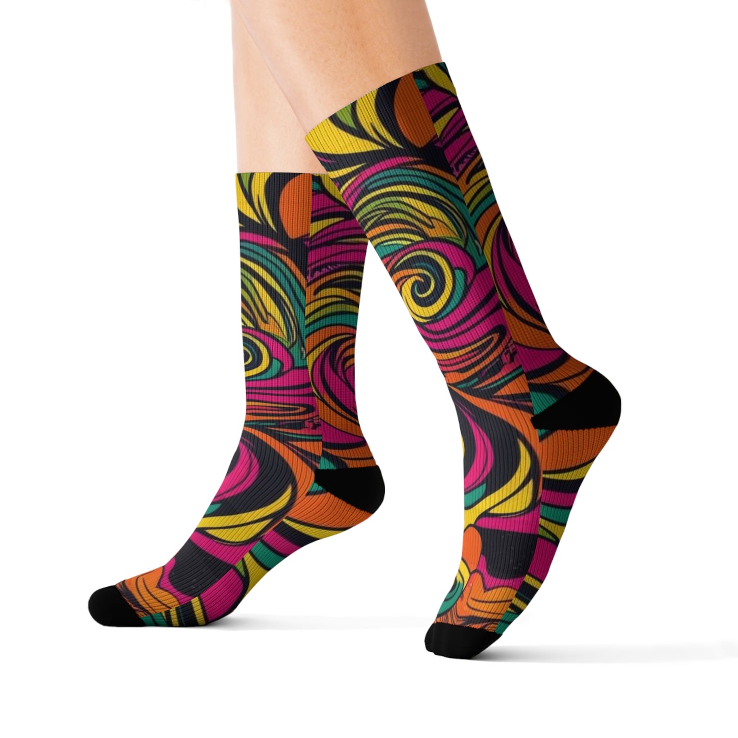 Vivid Groove Spiral Sublimation Socks