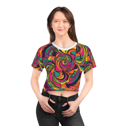 Vivid Groove Spiral Crop Tee for Women