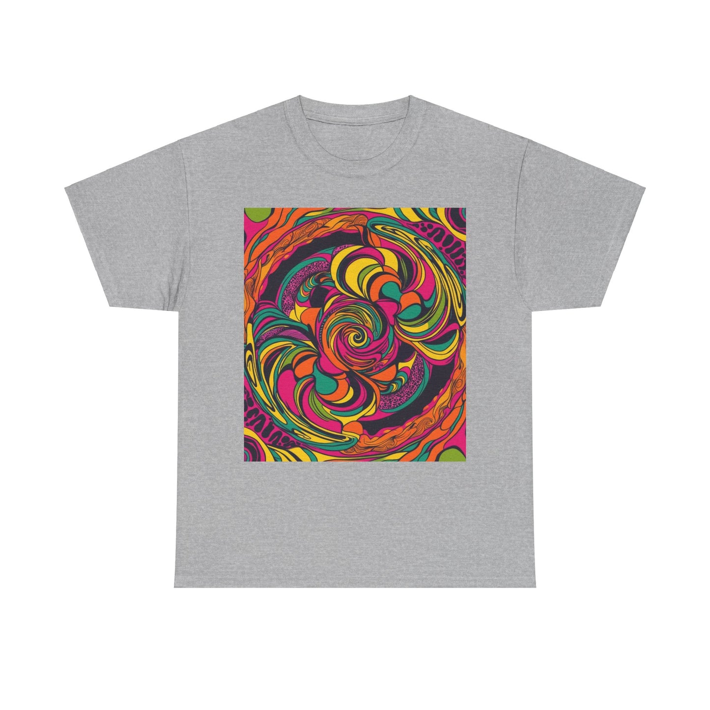 Unisex Heavy Cotton Tee With Cosmic Swirl Print