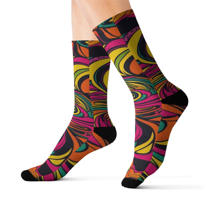 Vivid Groove Spiral Sublimation Socks