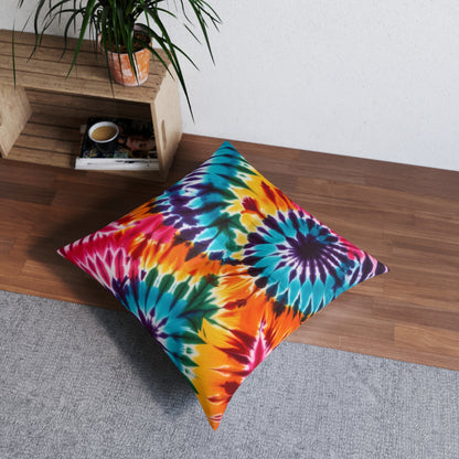 Tie Dye Printed Tufted Floor Pillow