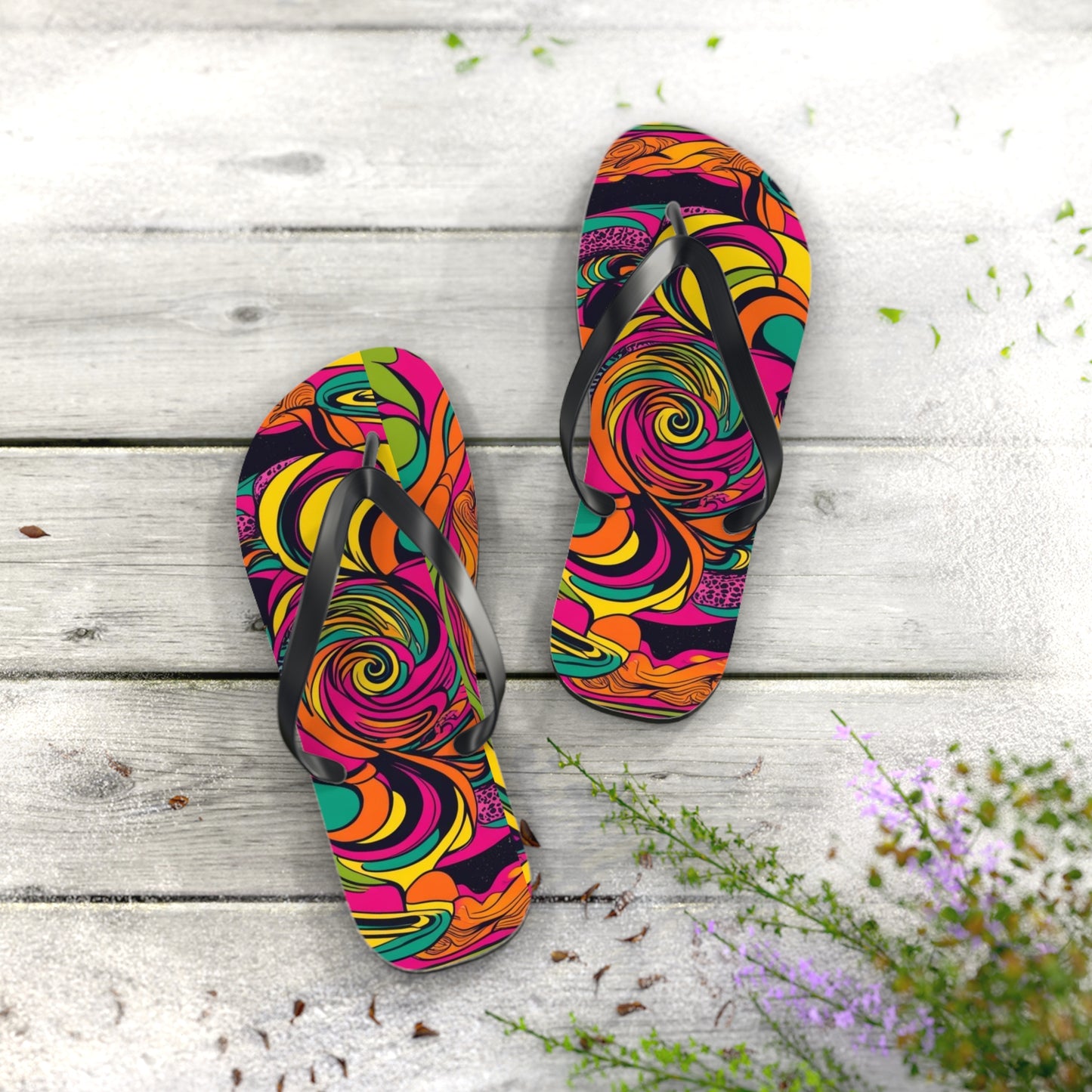 Women's Vivid Groove Spiral Flip Flops