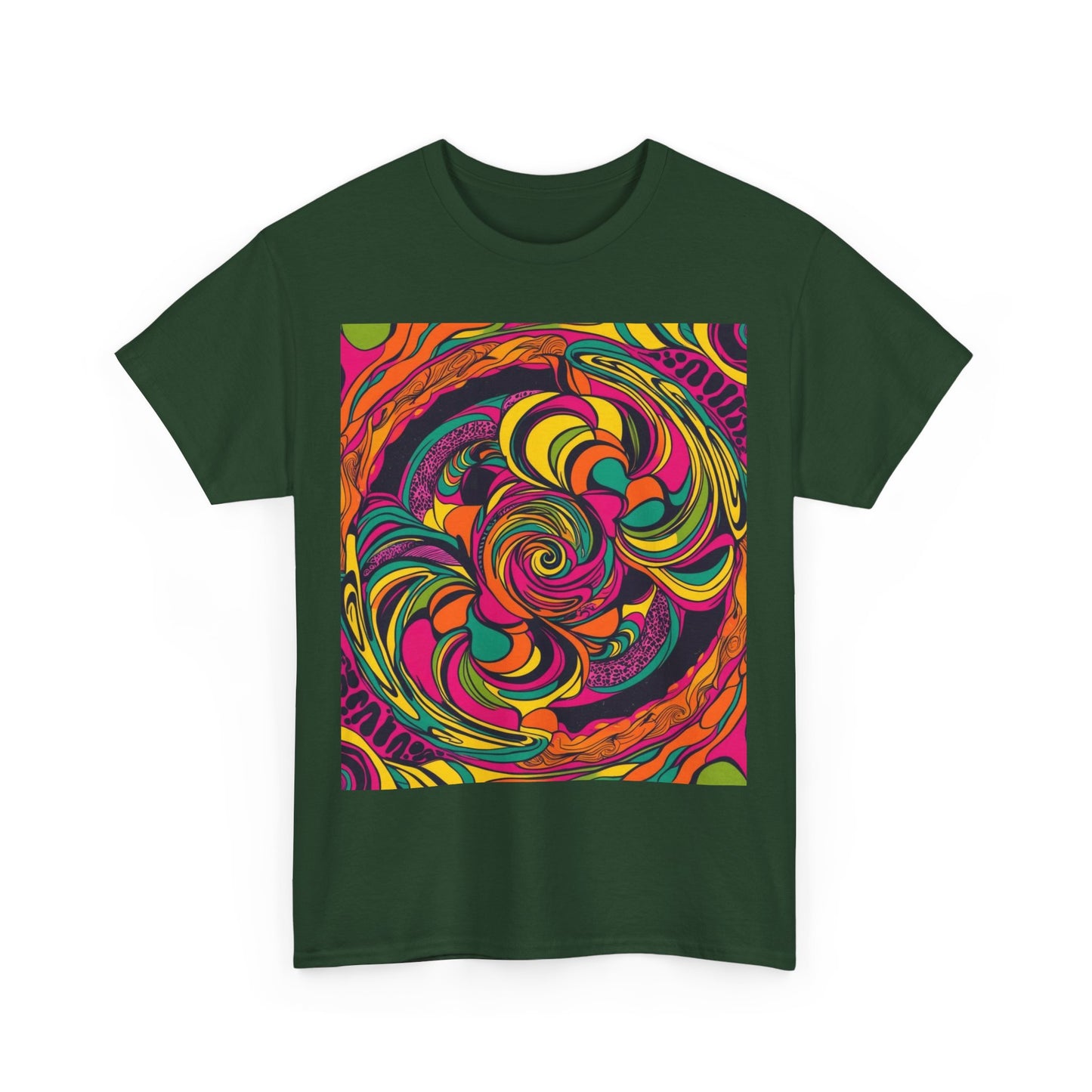 Unisex Heavy Cotton Tee With Cosmic Swirl Print