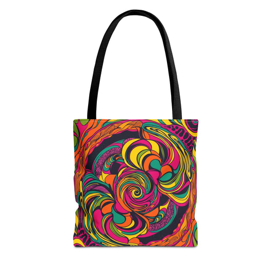 Vivid Groove Spiral Printed Tote Bag