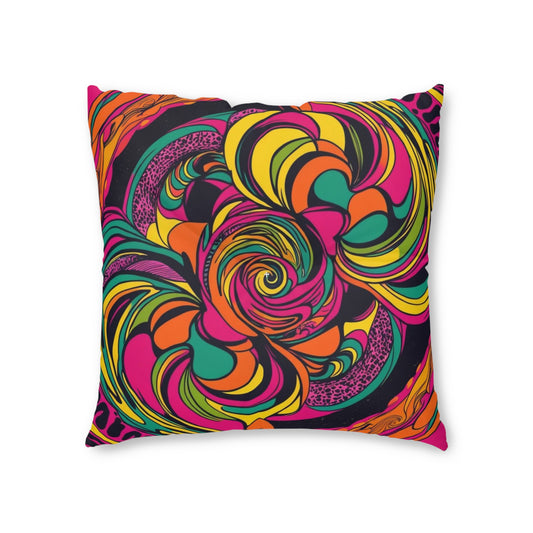 Vivid Groove Spiral Printed Tufted Floor Pillow