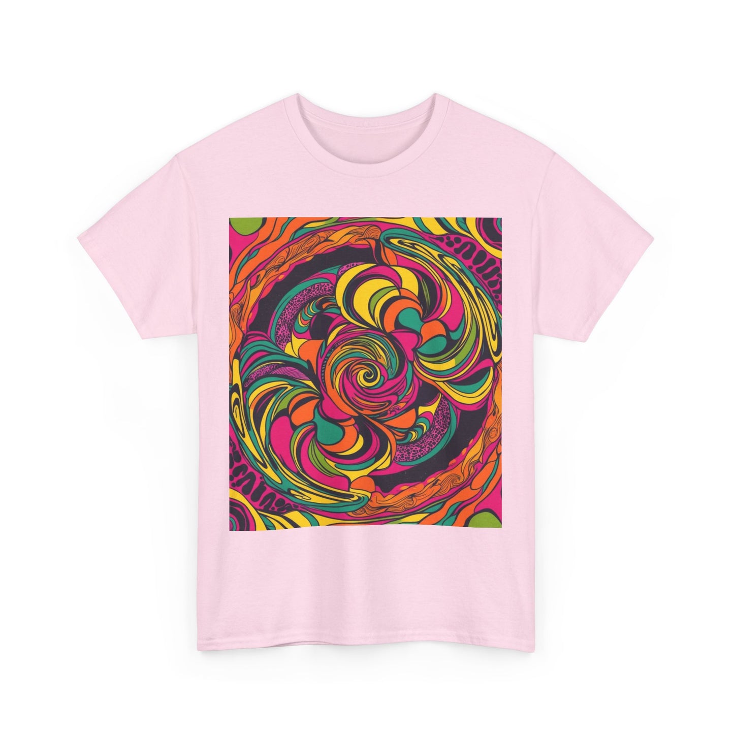 Unisex Heavy Cotton Tee With Cosmic Swirl Print