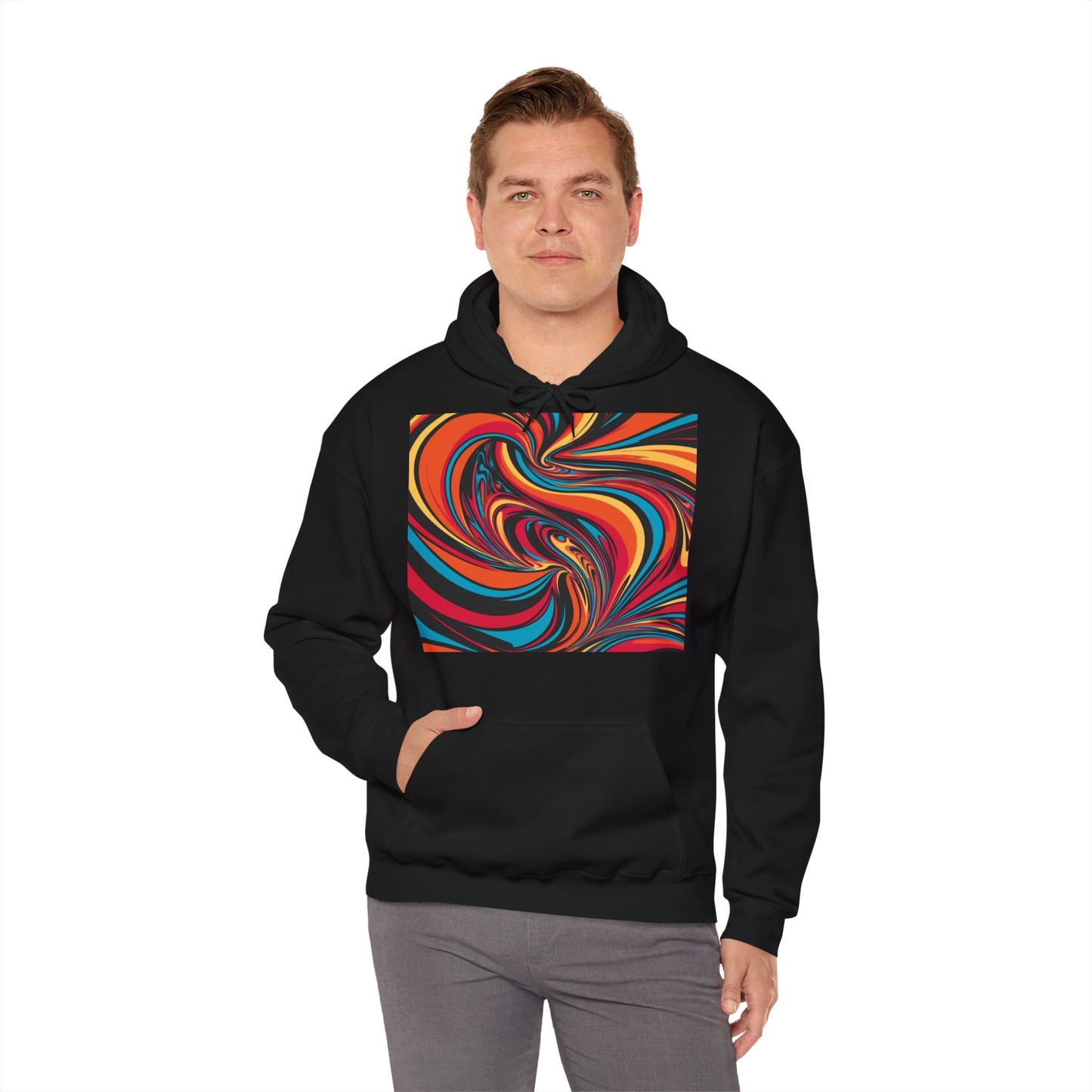 Unisex Heavy Blend Hooded Sweatshirt With Cosmic Swirl Print