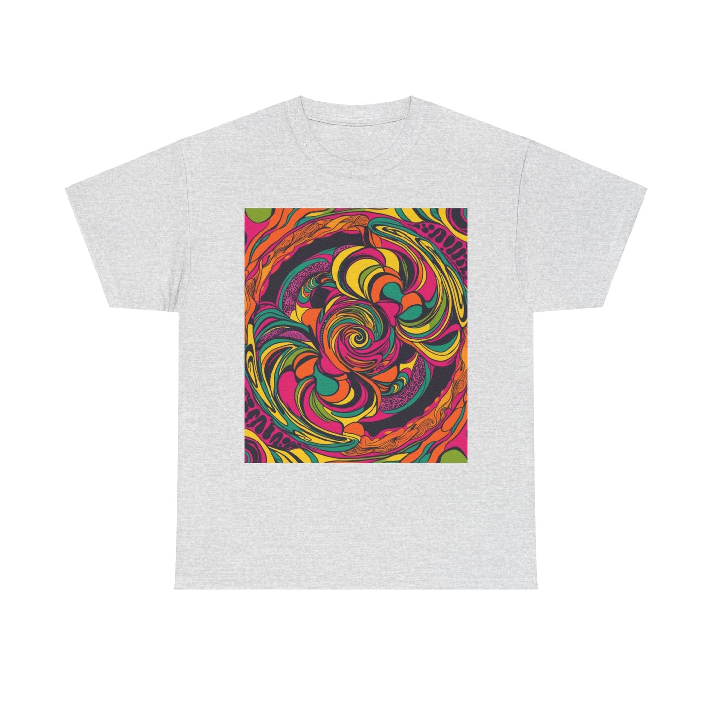 Unisex Heavy Cotton Tee With Cosmic Swirl Print