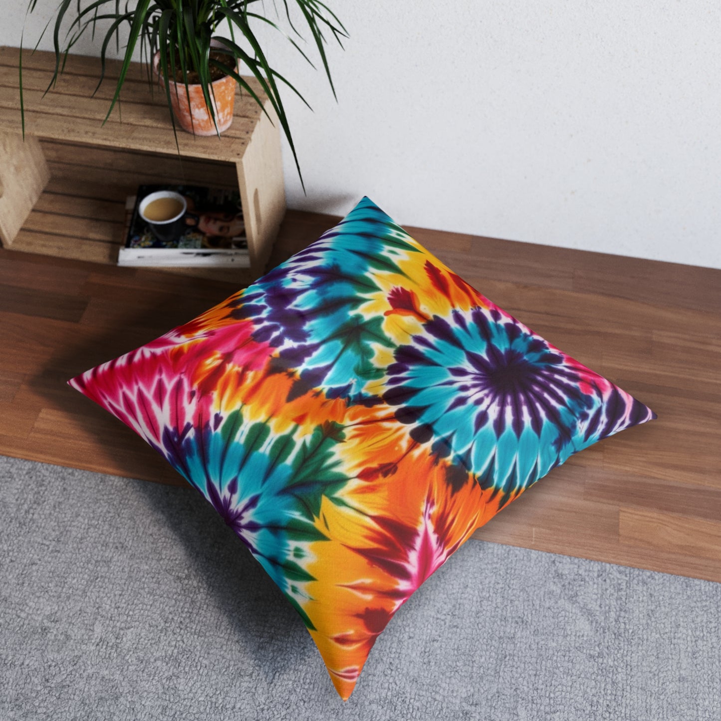 Tie Dye Printed Tufted Floor Pillow