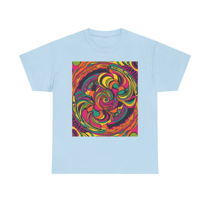 Unisex Heavy Cotton Tee With Cosmic Swirl Print