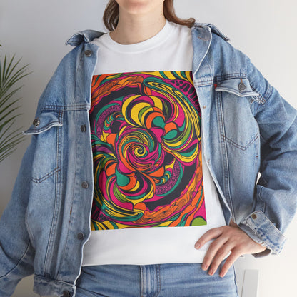 Unisex Heavy Cotton Tee With Cosmic Swirl Print