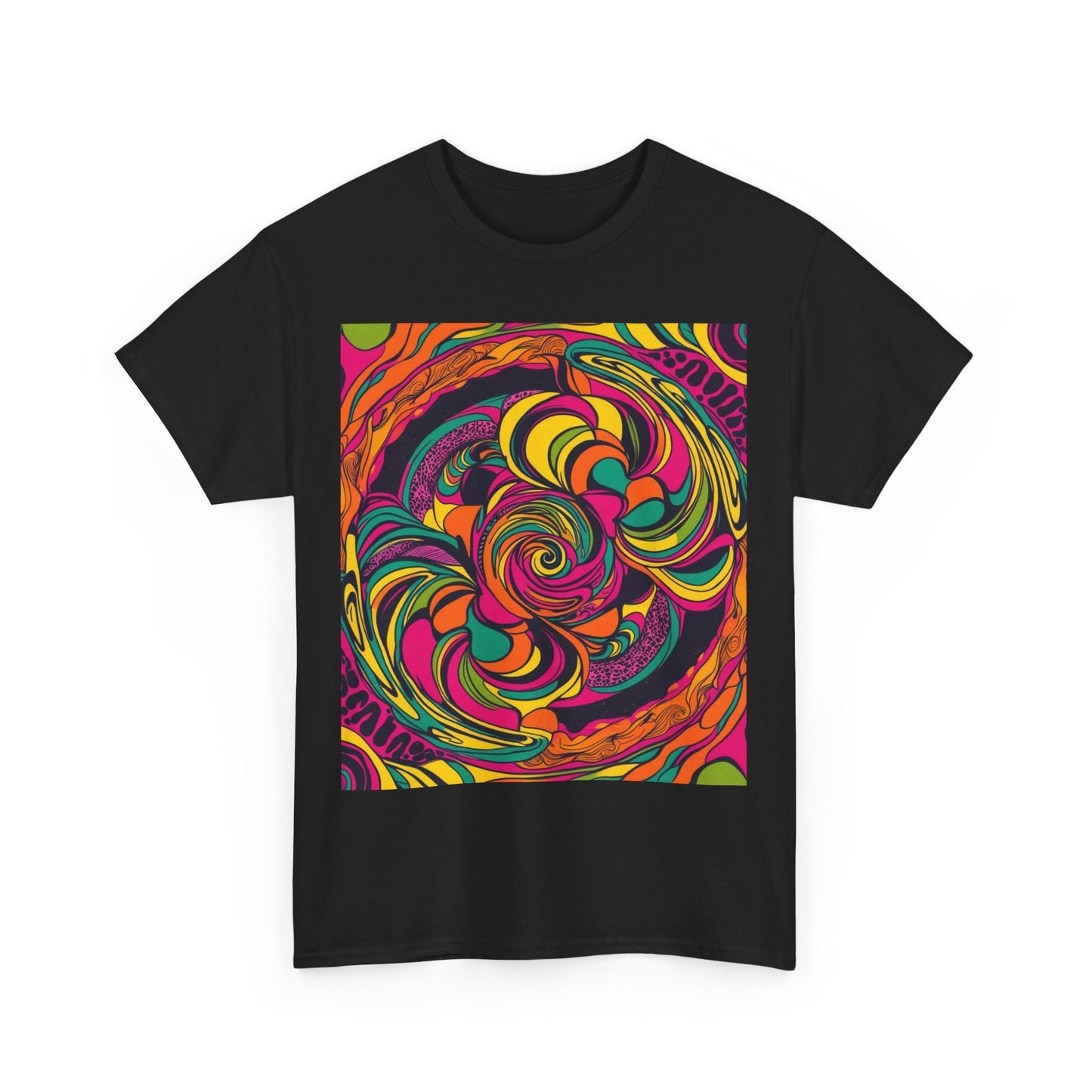 Unisex Heavy Cotton Tee With Cosmic Swirl Print