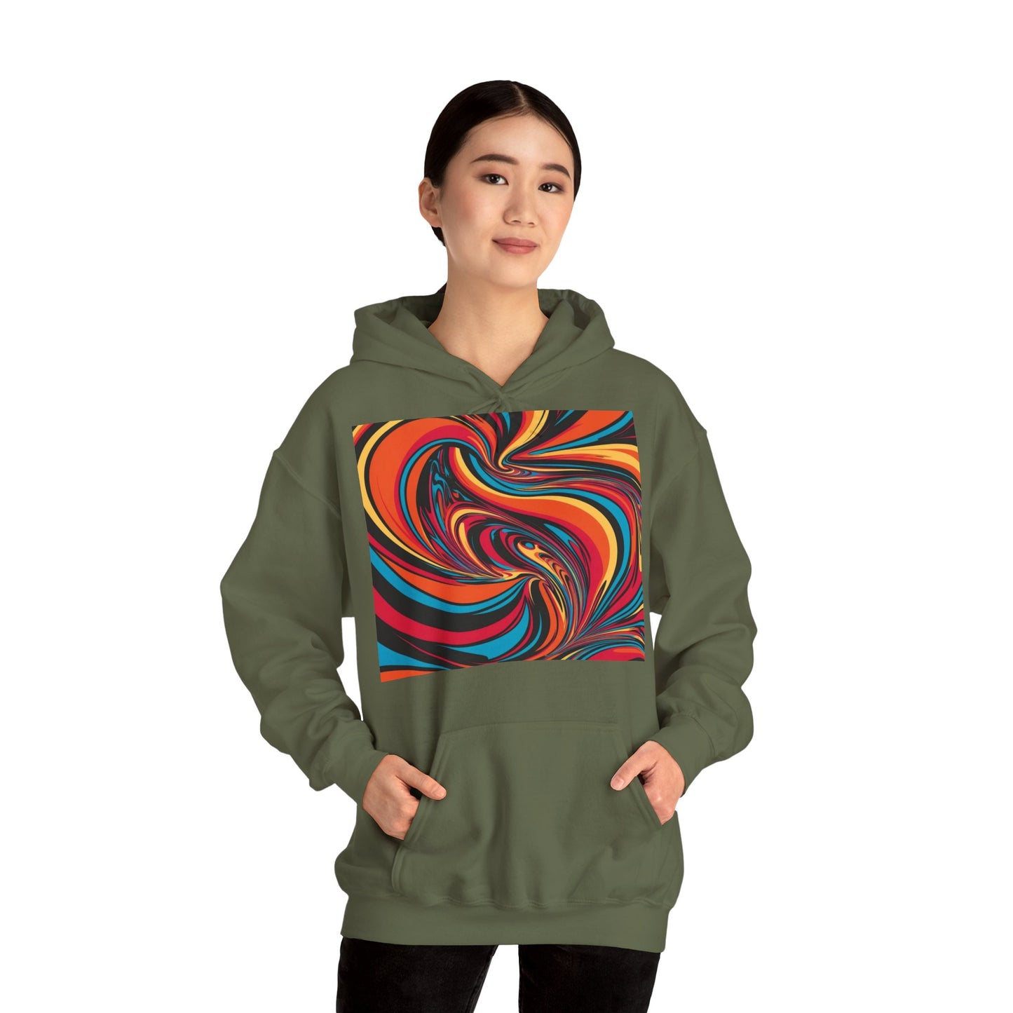 Unisex Heavy Blend Hooded Sweatshirt With Cosmic Swirl Print