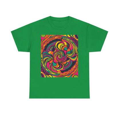 Unisex Heavy Cotton Tee With Cosmic Swirl Print