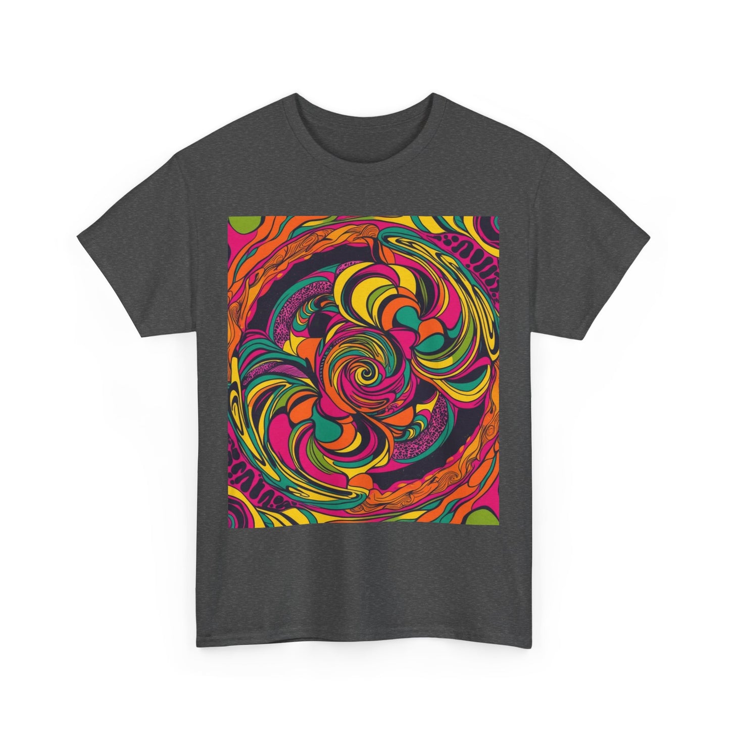 Unisex Heavy Cotton Tee With Cosmic Swirl Print