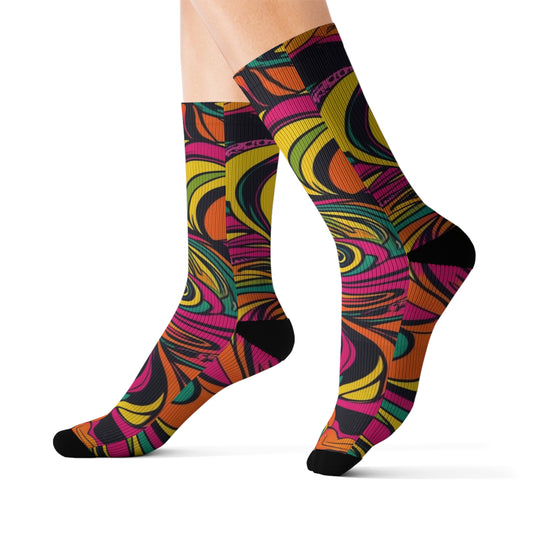 Vivid Groove Spiral Sublimation Socks