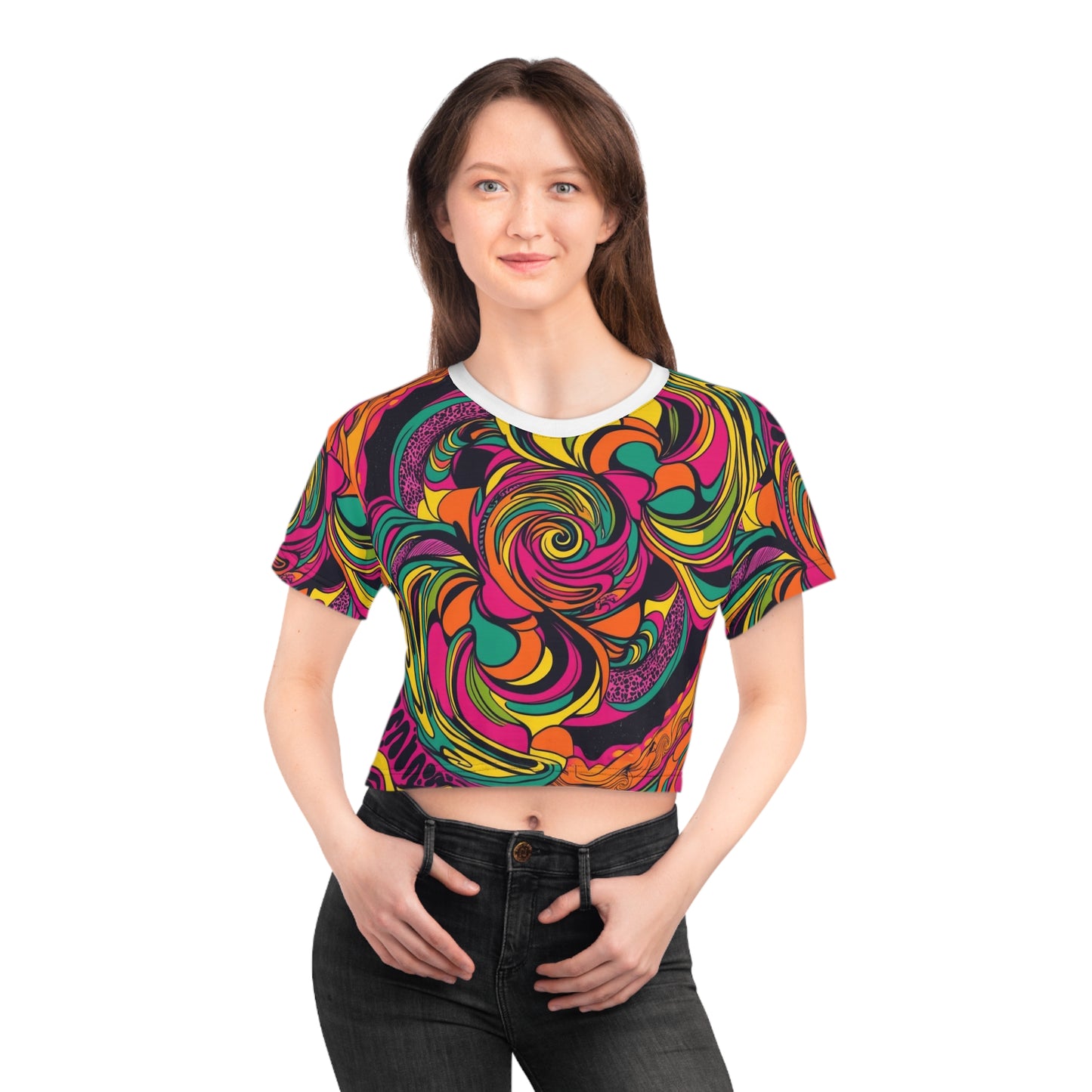 Vivid Groove Spiral Crop Tee for Women