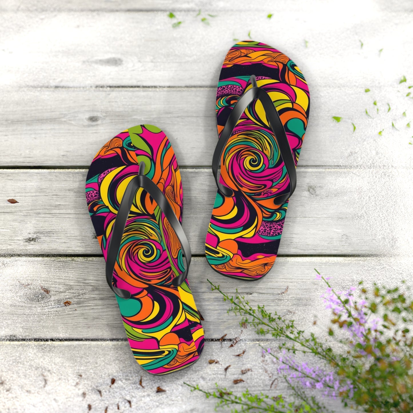 Women's Vivid Groove Spiral Flip Flops